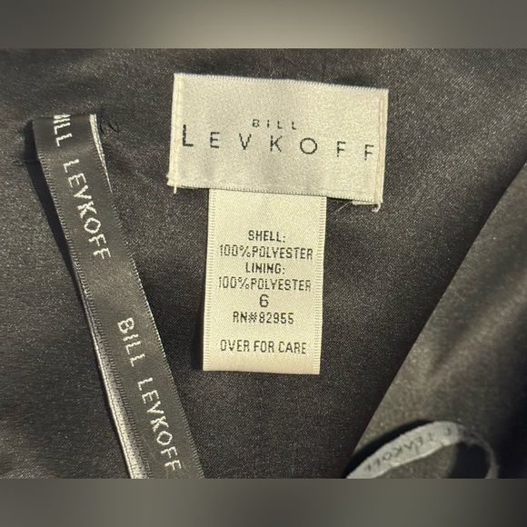 NEW Bill Levkoff Black Satin Strapless Cocktail Party Evening Prom Dress Size 6 - Picture 6 of 9